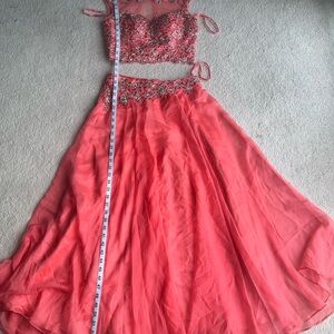 Coral Two-Piece Beaded Gown